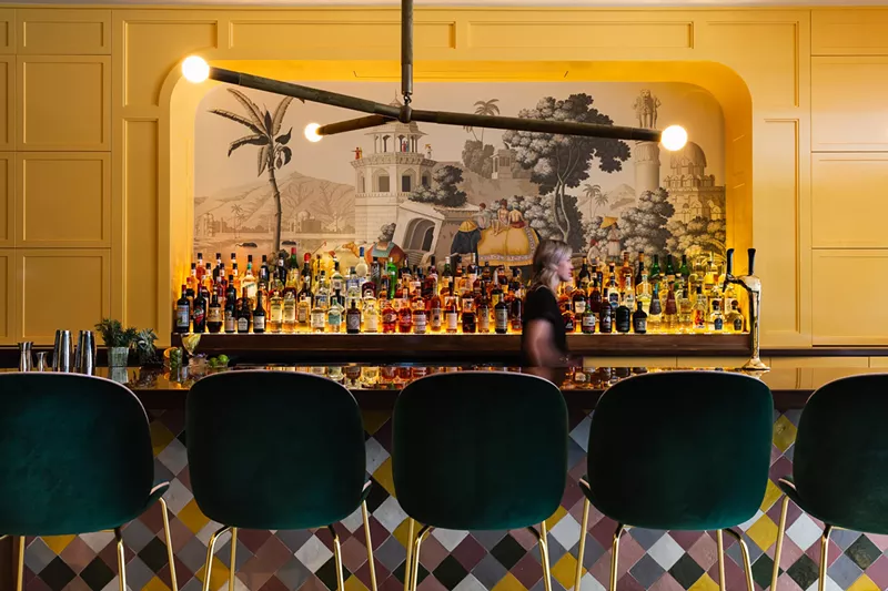 Image: Room for Milly's bar and hand-painted mural.