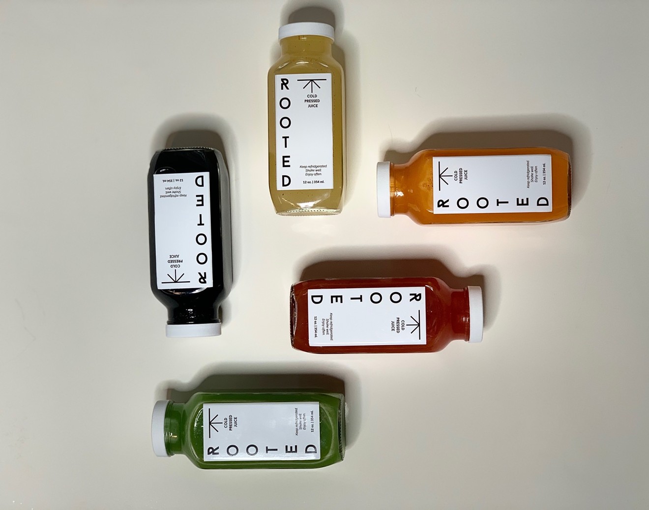 Rooted Collective juices are fresh-pressed and made without preservatives.