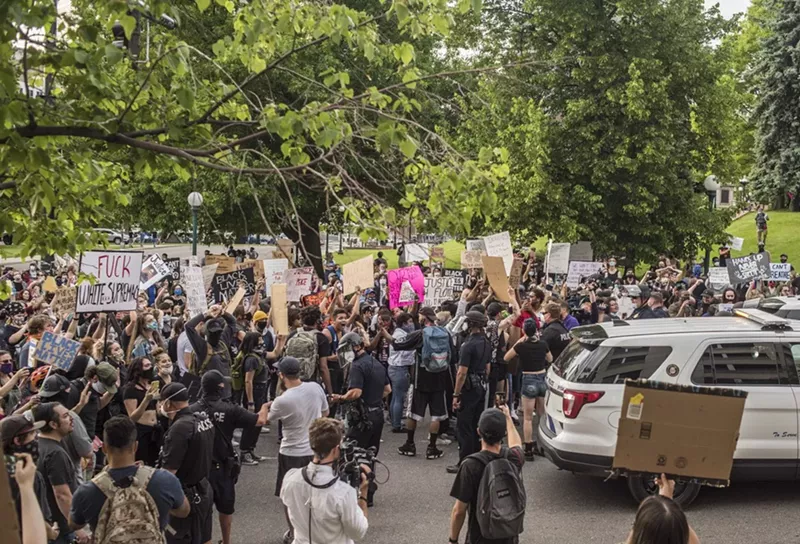 Image: Demonstrators blocked the streets on May 28.