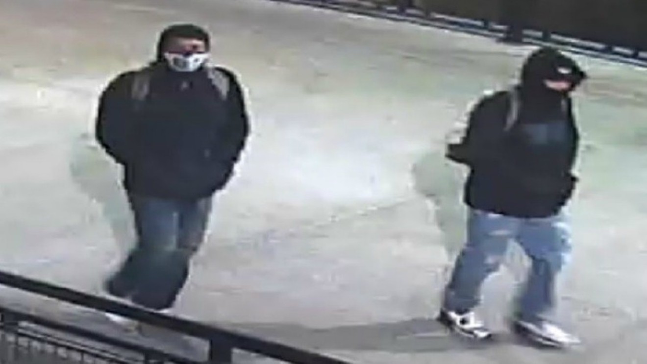 A surveillance photo from the scene of the February 7 robbery and murder that took place at the 12th and Sheridan light-rail station. Additional images below.