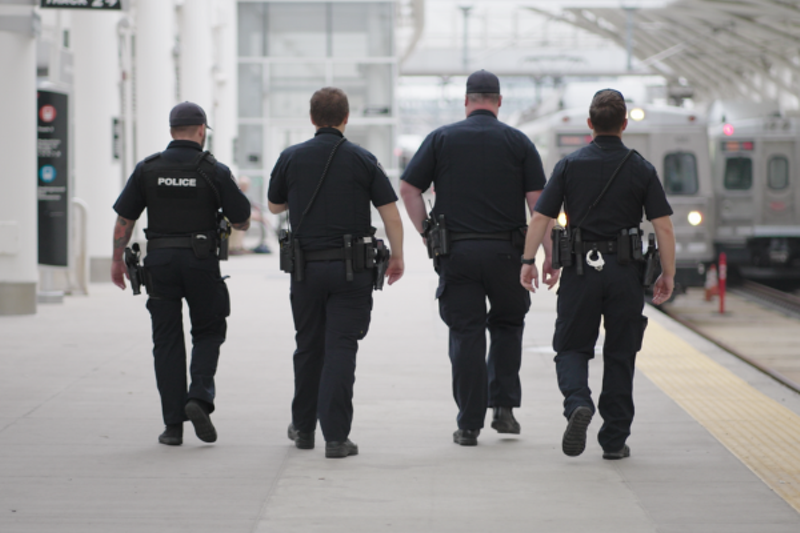 Image: Four police officers on patrol