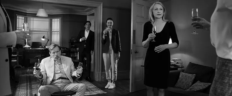 Image: A small group of friends and colleagues including (from left) Timothy Spall, Cillian Murphy, Emily Mortimer and Patricia Clarkson are guests embroiled in their own dramas in The Party.