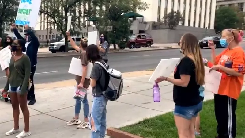 Image: Save Our Children protesters at the Colorado State Capitol on August 29.