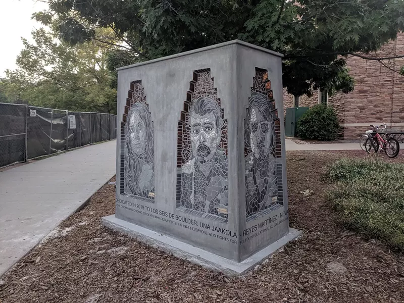Image: A collaboration among University of Colorado students produced a sculpture on campus honoring six Chicano activists who died in car bombings in Boulder in 1974.