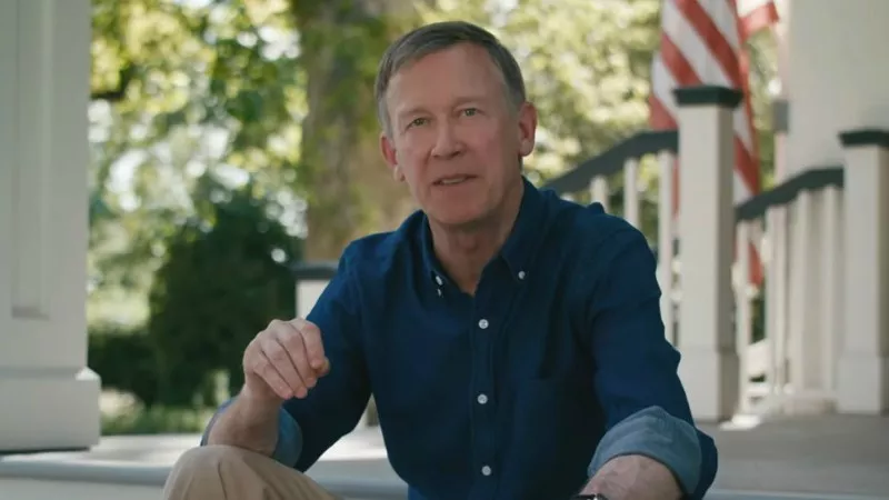 Image: John Hickenlooper in the video in which he announced the end of his presidential campaign.
