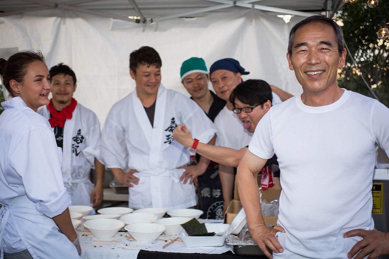 Chef-Owner Toshi Kizaki with ramen chefs