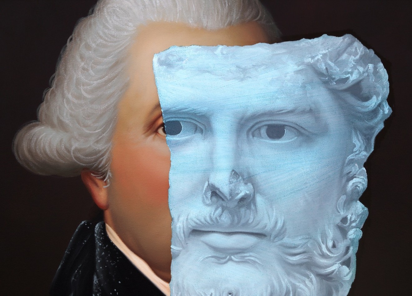 A detail of Shawn Huckins's portrait of George Washington.