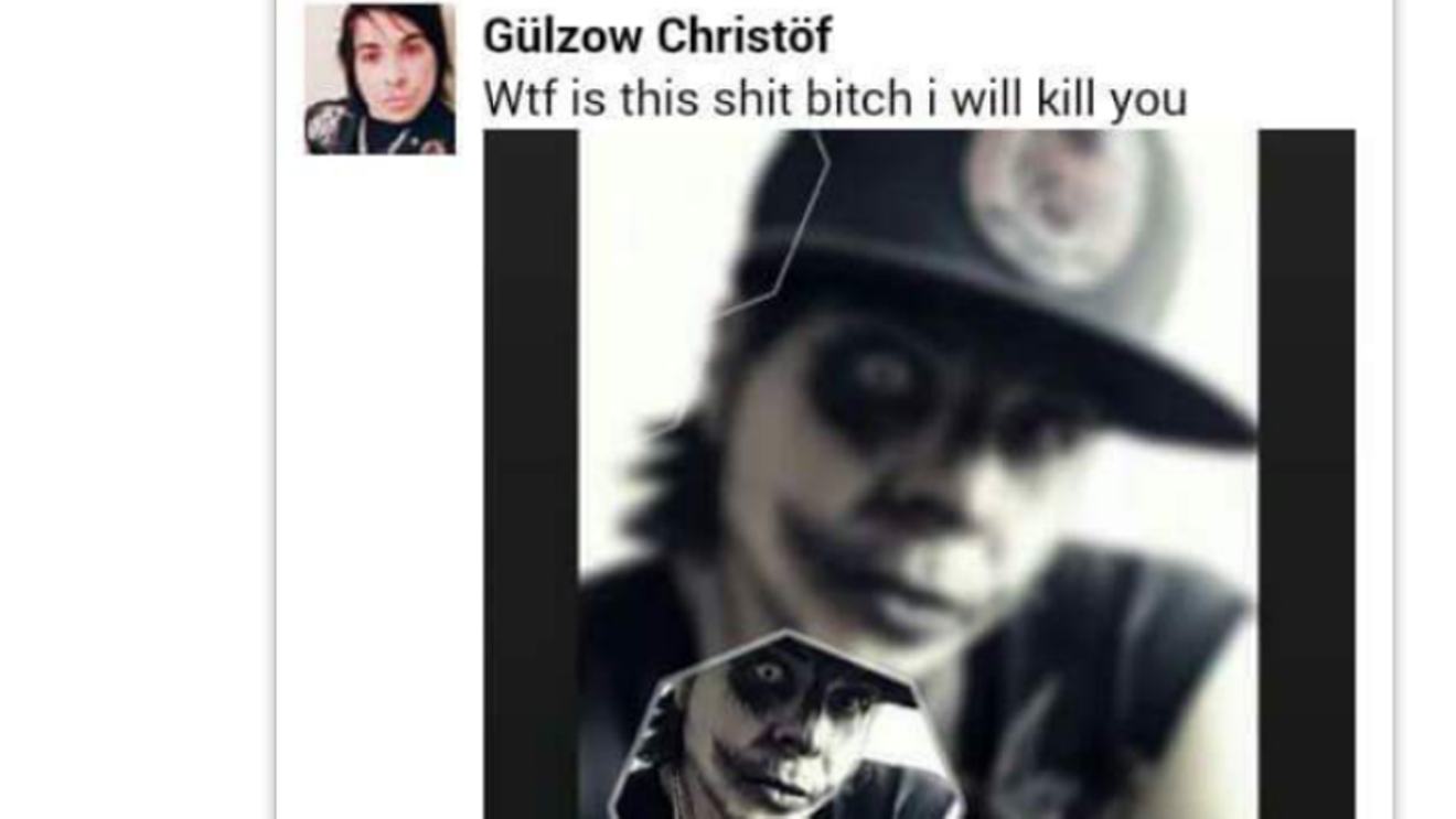 Akira Jadexx responded to this Facebook message from alleged killer Christian Gulzow by writing, "I'm taking this to the police."
