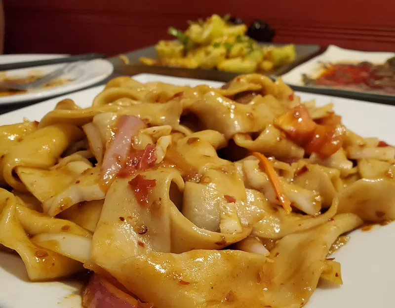 Image: Hand-pulled noodles are made-to-order and available with or without broth.
