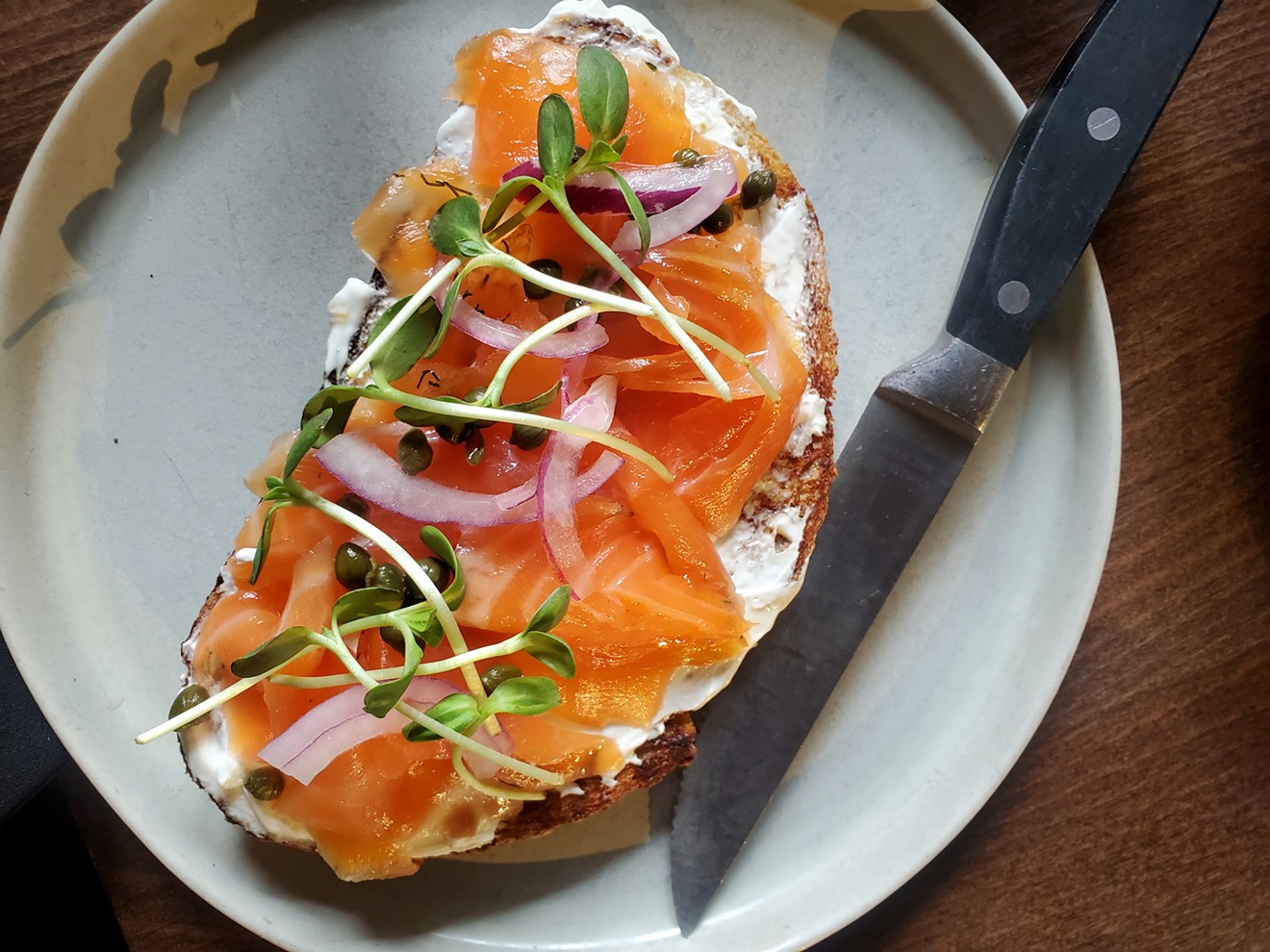 The lox tartine at Nest is made on sourdough from Reunion Bread Co.