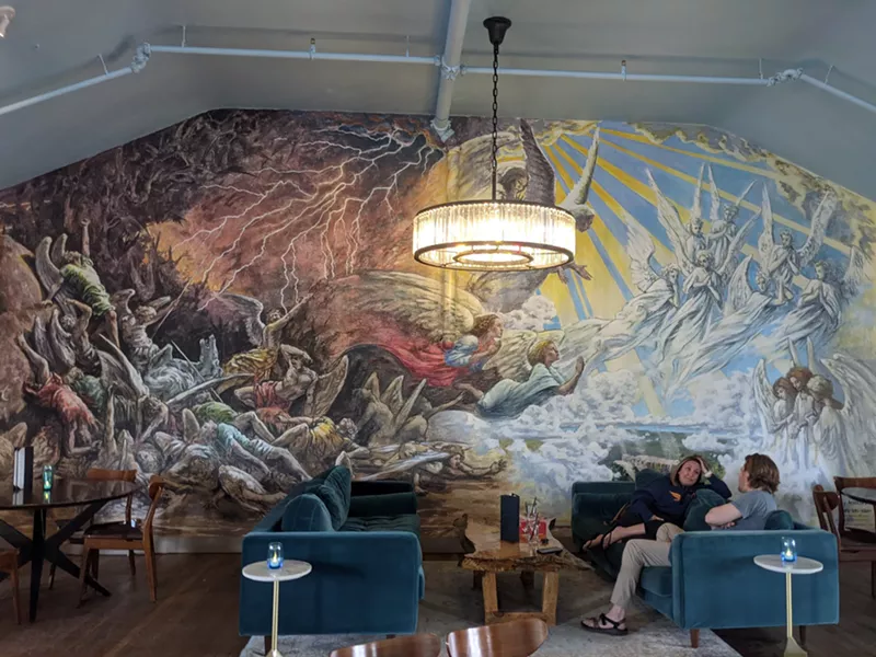Image: The eye-catching mural is by local artist Tony Achilles.