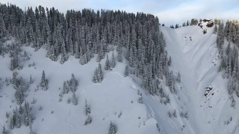Image: The Temptation area above Bear Creek, the site of a fatal avalanche on February 19.