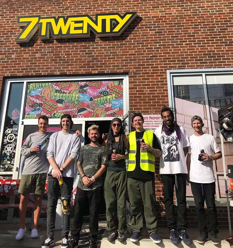 Image: 7Twenty Boardshop staff with owner Melissa Salsbury in the center.