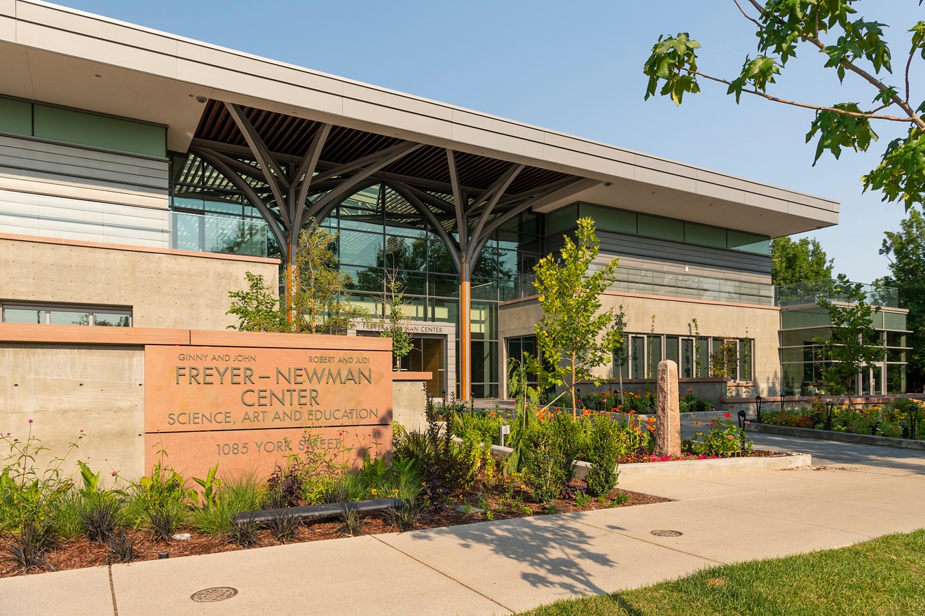 Main entrance to the Freyer-Newman Center at the Denver Botanic Gardens.