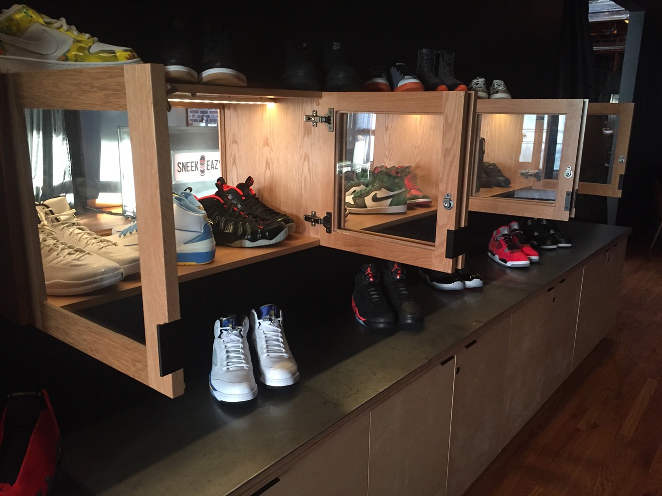 In addition to a bar specializing in craft cocktails, SneekEazy offers a selection of unique, exclusive sneakers for purchase.