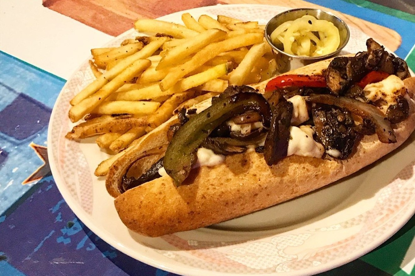 The mushroom cheesesteak is a favorite at this '80s-inspired restaurant.