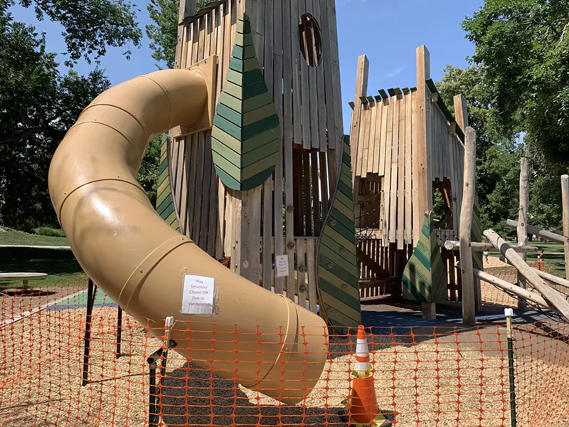 Image: The Washington Park playground is down two slides.