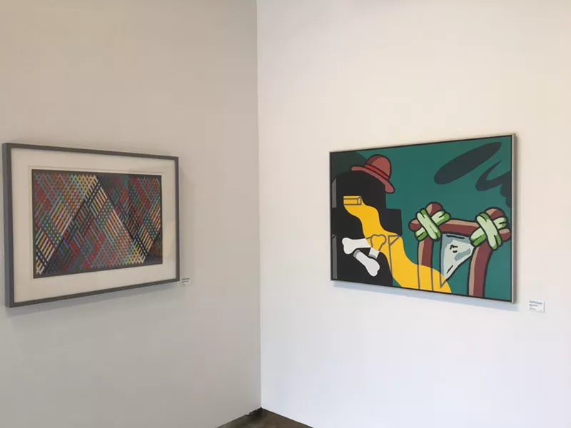 Image: Works by Charlies DiJulio (left) and Paul Gillis at Spark Gallery.