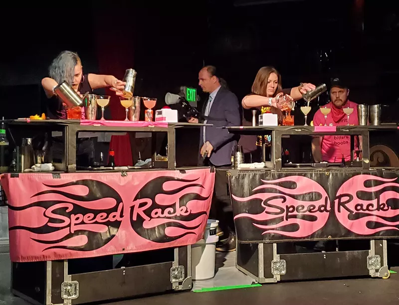 Image: Megan Juntunen of American Elm and Katie Krieger of Union Lodge No. 1 battle in the Speed Rack bar.
