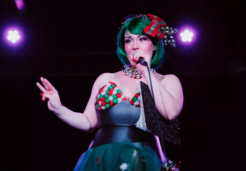 Image: Ashley Morgan Monroe, aka Miss Monroe of the Rhinettes, gets into the holiday spirit.