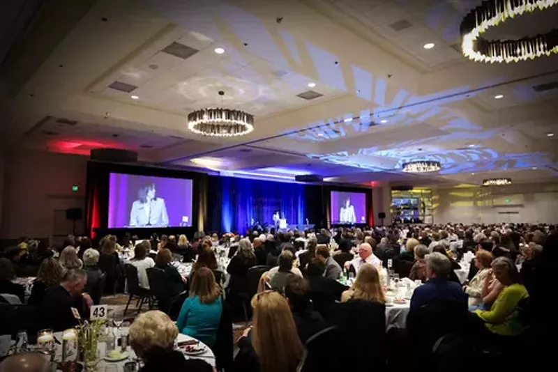 Image: group in dining room for awards ceremony