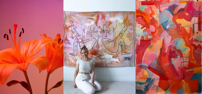 Image: [From left to right] Artwork by Molly Solorzano, Ariana Barnstable and Mila Garcia, three of the artists featured in House of Bloom.