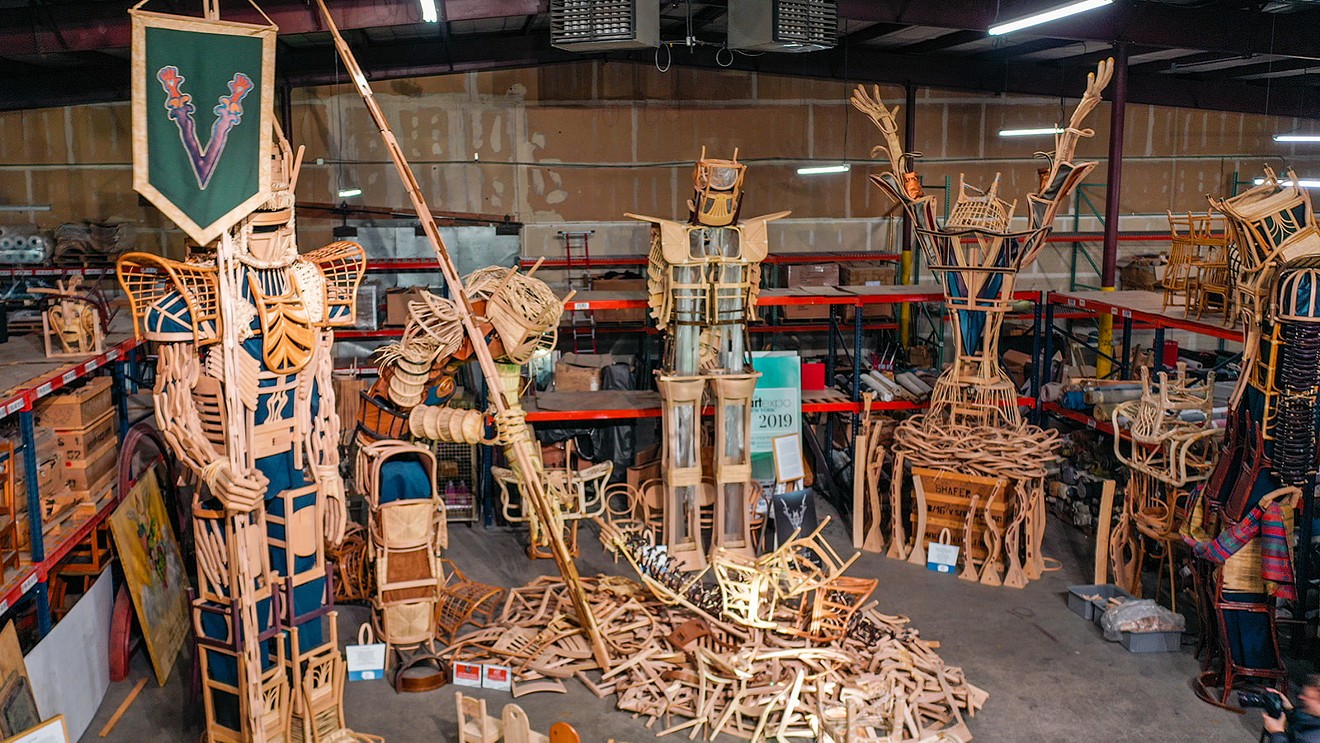 "Victory," a seven-piece art collection of soldiers made of chairs, is in need of a home.