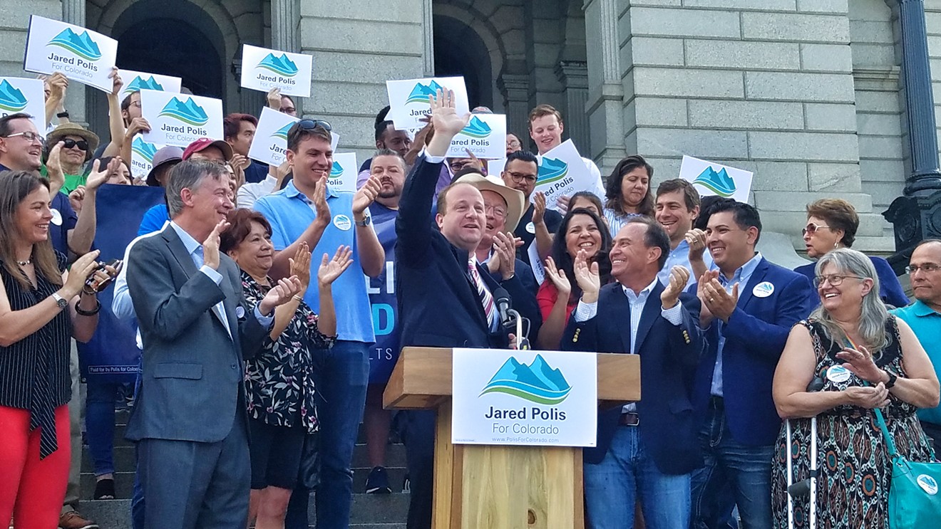 The state's top Democrats came out in support of Jared Polis at a rally on Friday.