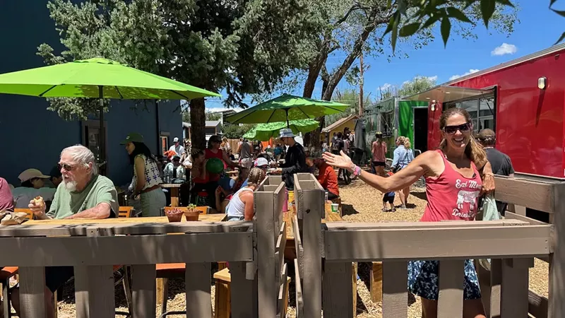 Image: Food trucks and beer garden.