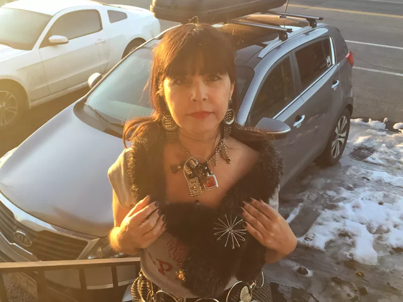 Image: Designer Mona Lucero spotted near her studio on 30th and Blake streets in Denver.