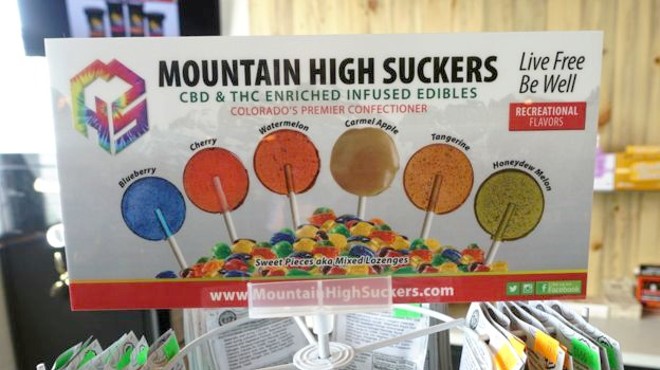 A display of colored thc-infused lollipops