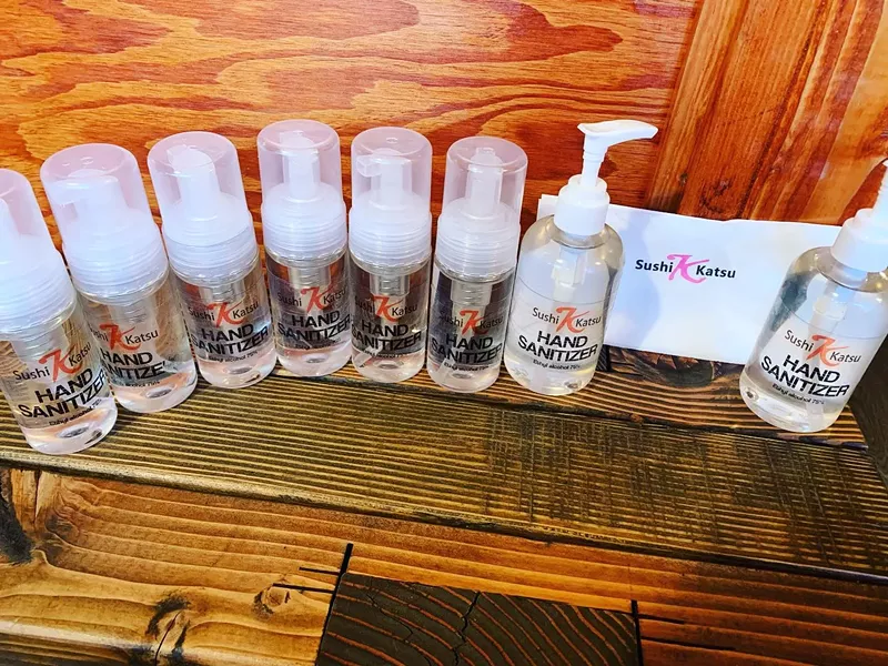 Image: The times are changing for Sushi Katsu, which is now making its own hand sanitizer.