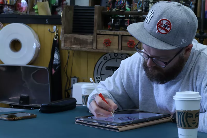 Image: Nate Stephens is busy at work.