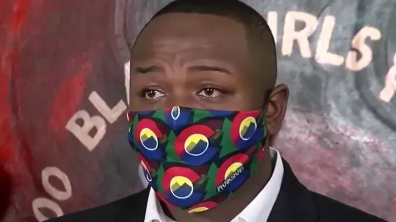 Image: Tay Anderson at a late March press conference in which he denied sexual-assault allegations against him.