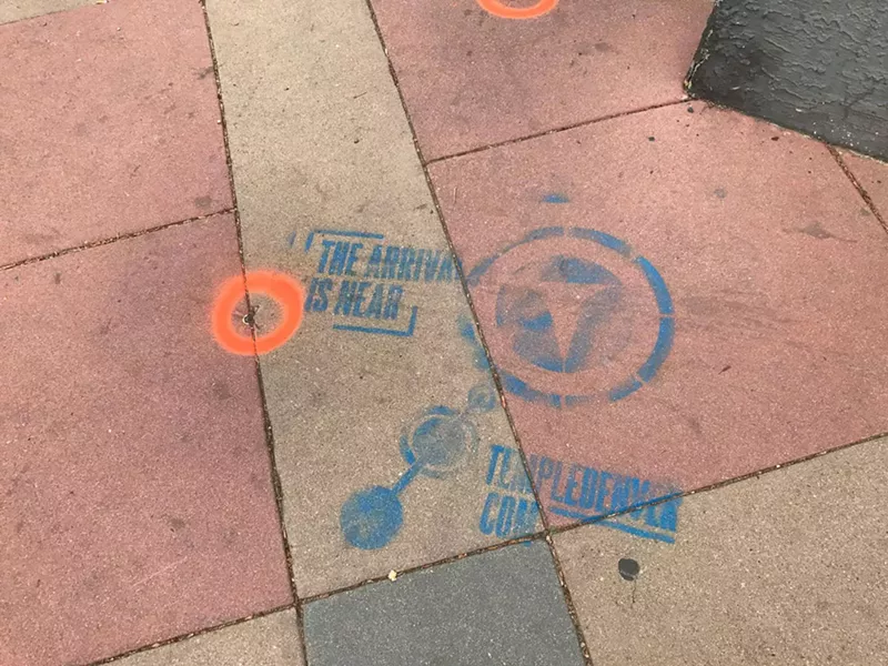 Image: Temple Denver’s stenciled ads showed up outside clubs around Denver.
