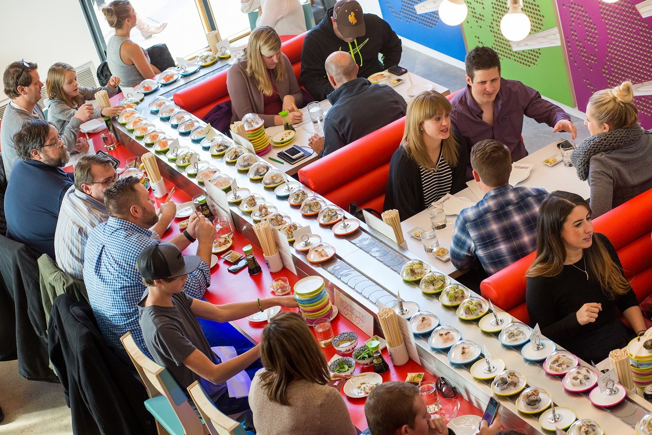 Sushi-Rama lets you pick your sushi from a conveyor belt.