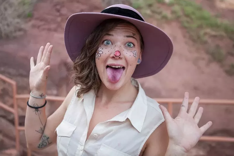Image: Professional clown Miranda Nicholson brings levity to Red Rocks.