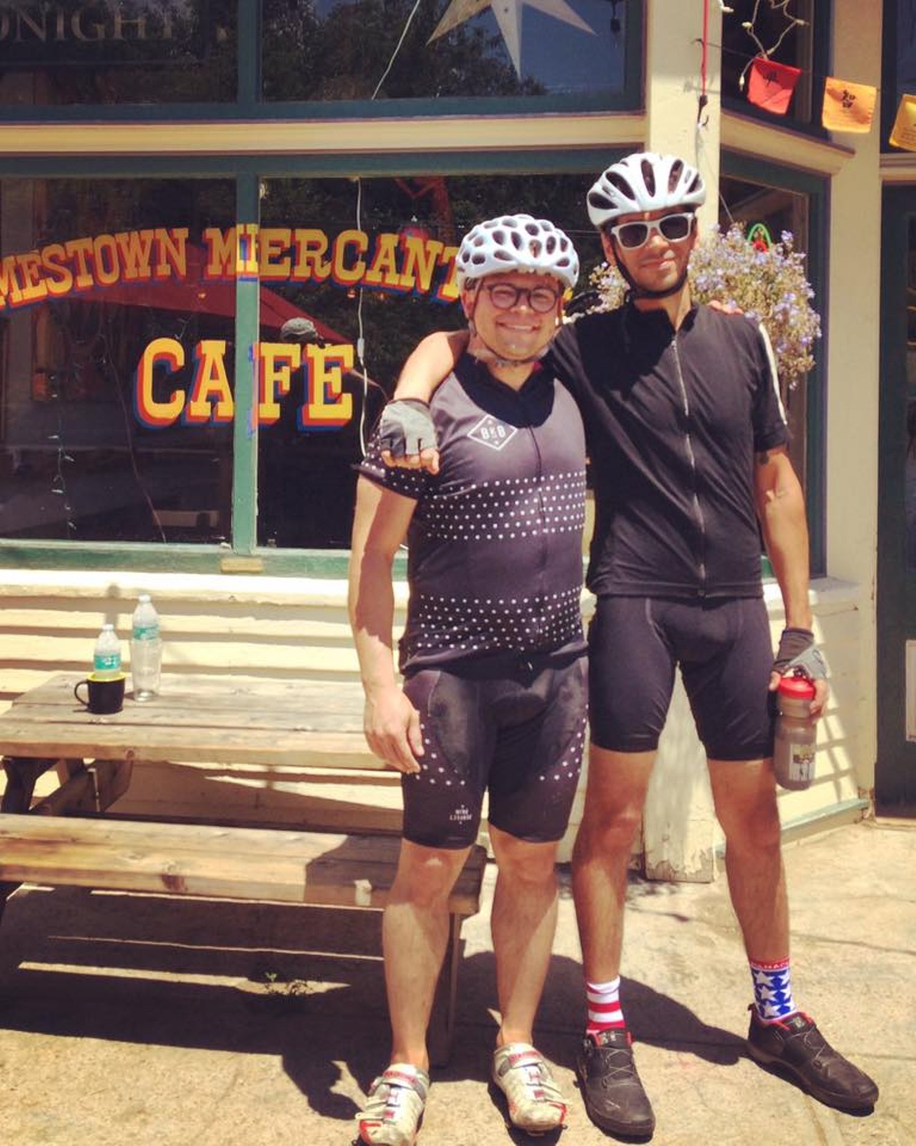 Denver cyclist Dan Garbes (left) with Adam Perry after a ride up to Jamestown.