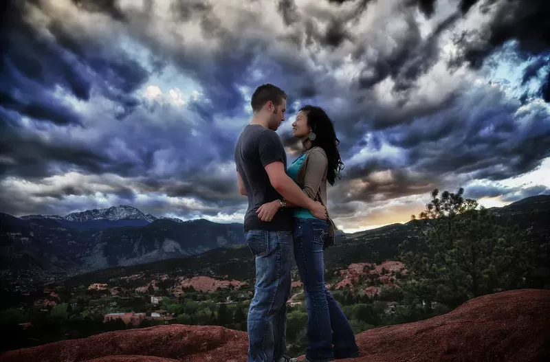 Image: The least dramatic couple in Colorado say hi.