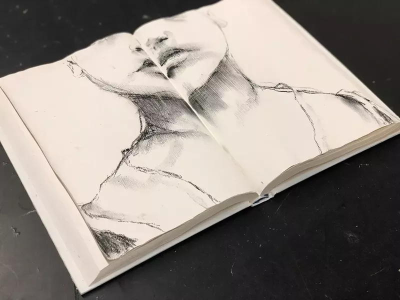 Image: Michael Dowling's experiments with drawings on books go on display Saturday in the Project Space at K Contemporary.