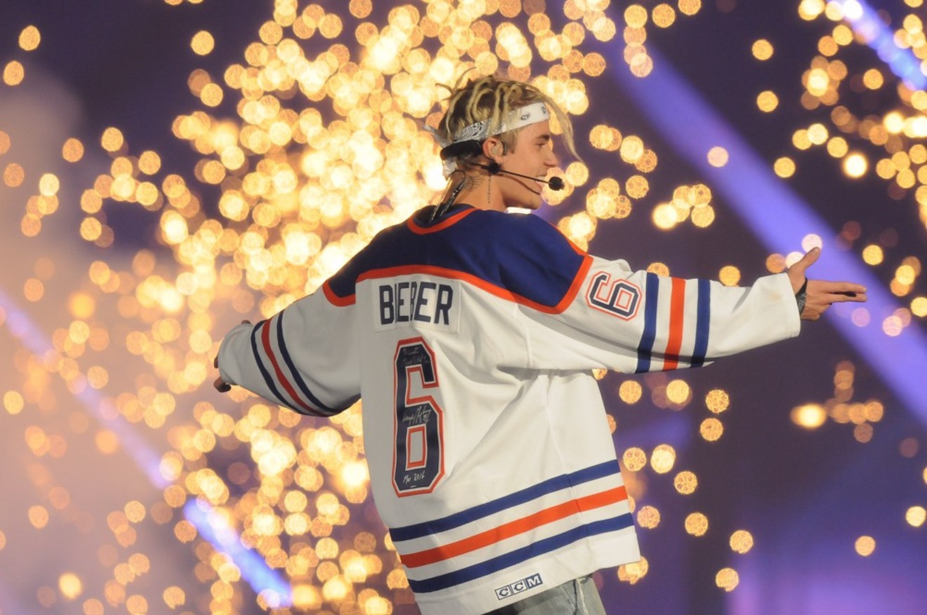 Justin Bieber's dreads stopped by the Pepsi Center in April.