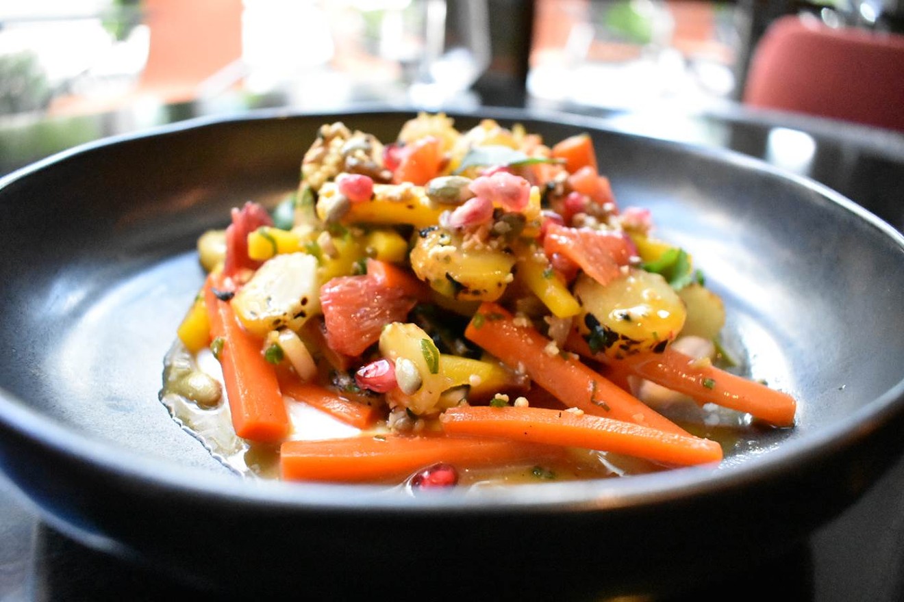 Glazed carrot kicks off the three-course meal at Departure Restaurant + Lounge for Denver Restaurant Week.