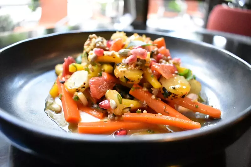 Image: Glazed carrot kicks off the three-course meal at Departure Restaurant + Lounge for Denver Restaurant Week.