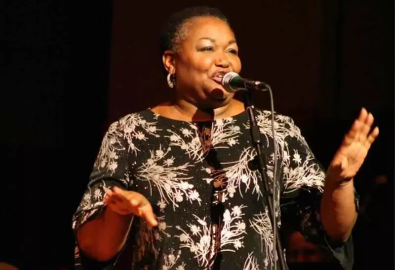 Image: Hazel Miller performs at the Anderson Park Pavilion in Wheat Ridge on Wednesday.