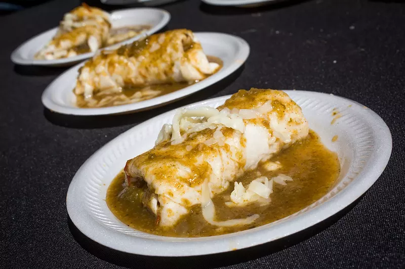 Image: Recognize the green chile on these burritos? You should: It's from El Taco de Mexico.