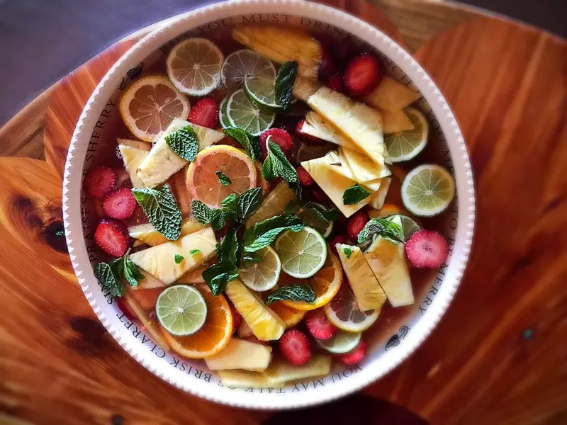 Image: One of the fruit-filled punches at Finn's Manor.