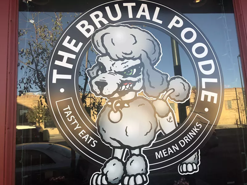 Image: The Brutal Poodle mascot is like the bar itself, simultaneously hard-core and adorable.
