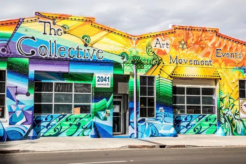 Image: Derek Carpenter helped transform the former auto-repair shop into the Circus Collective with this mural.