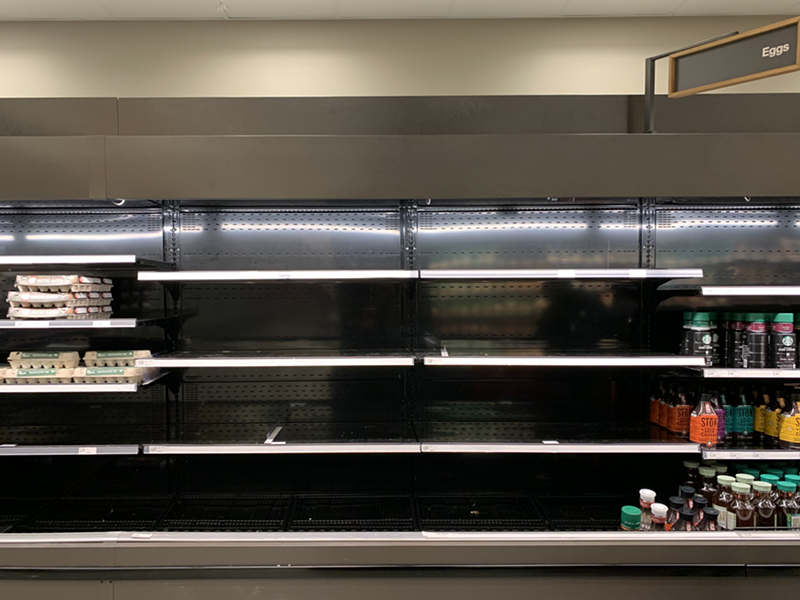 Image: Empty egg shelves at Target in Englewood, Colorado.