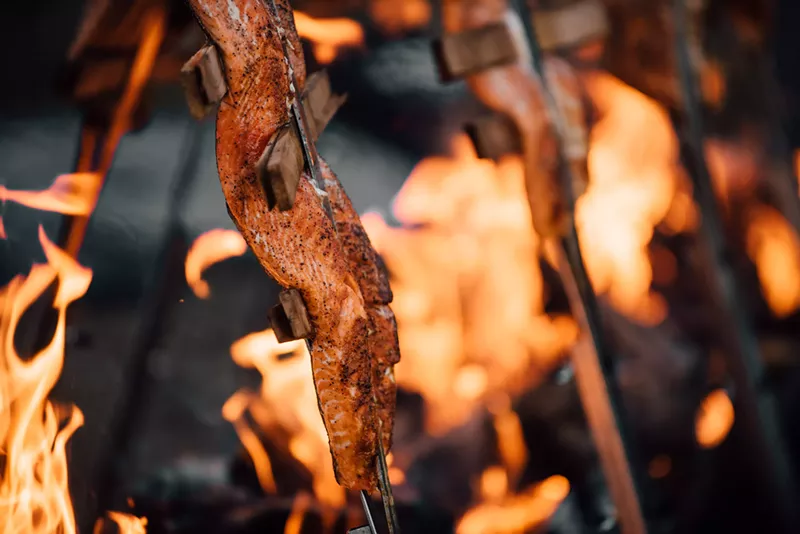 Image: The main course at the Harvest Moon Salmon Bake.
